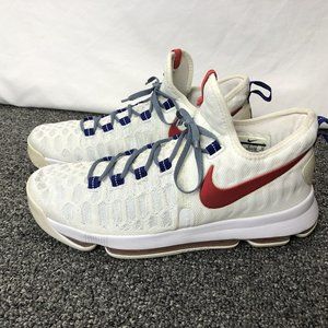 Nike Zoom KD 9 Kevin Durant Mens 10 Red White Blue 843392-160 POPPED AIR BUBBLE